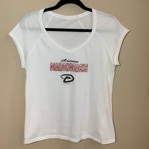 Arizona Diamondbacks Short Sleeved White Cotton T-Shirt With Bling, XL, EUC